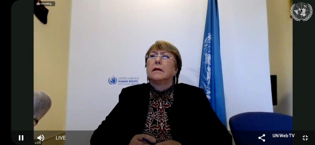 conferencia virtual con la Alta Comisionada de los Derechos Humanos de Naciones Unidas, Michelle Bachelet, en la que ha tenido ocasión de trasladarle  la situación de las personas con discapacidad en España como consecuencia de la pandemia