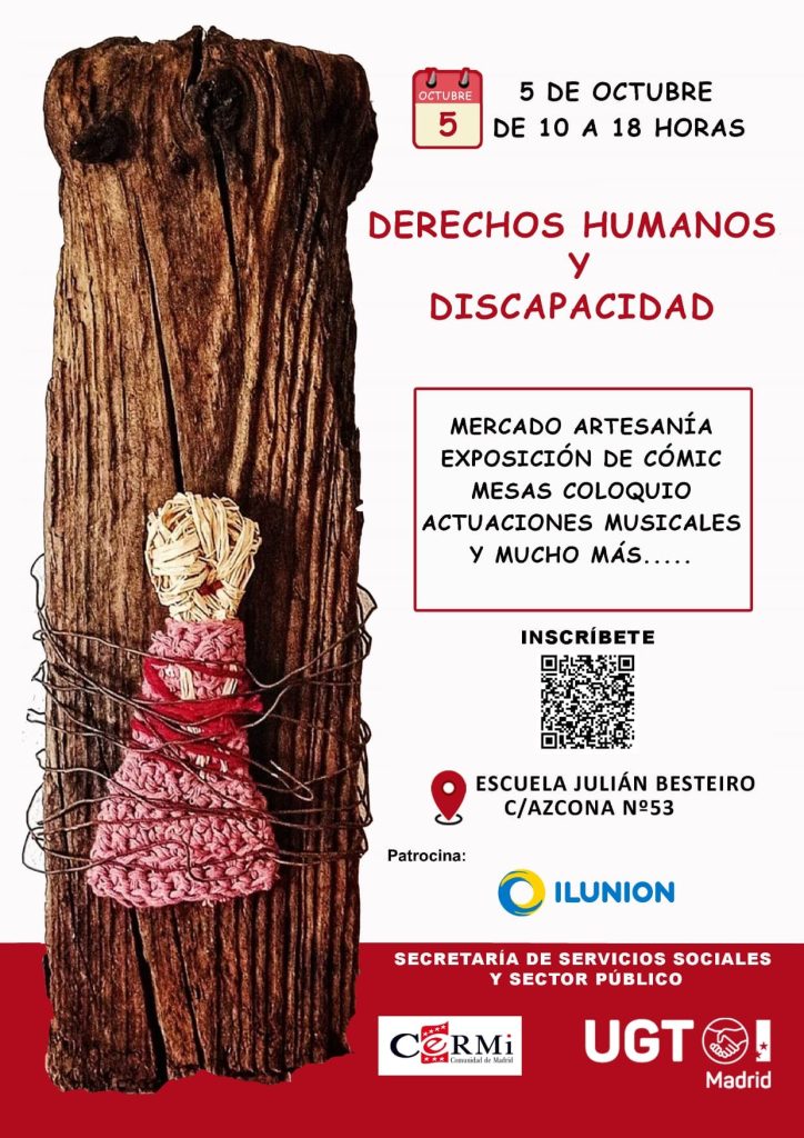 Cartel de la jornada sobre derechos humanos y discapacidad organizada por el CERMI Comunidad de Madrid y UGT