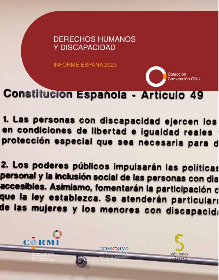 Portada del informe general sobre la situación de los derechos humanos y las personas con discapacidad en España correspondiente al año 2023