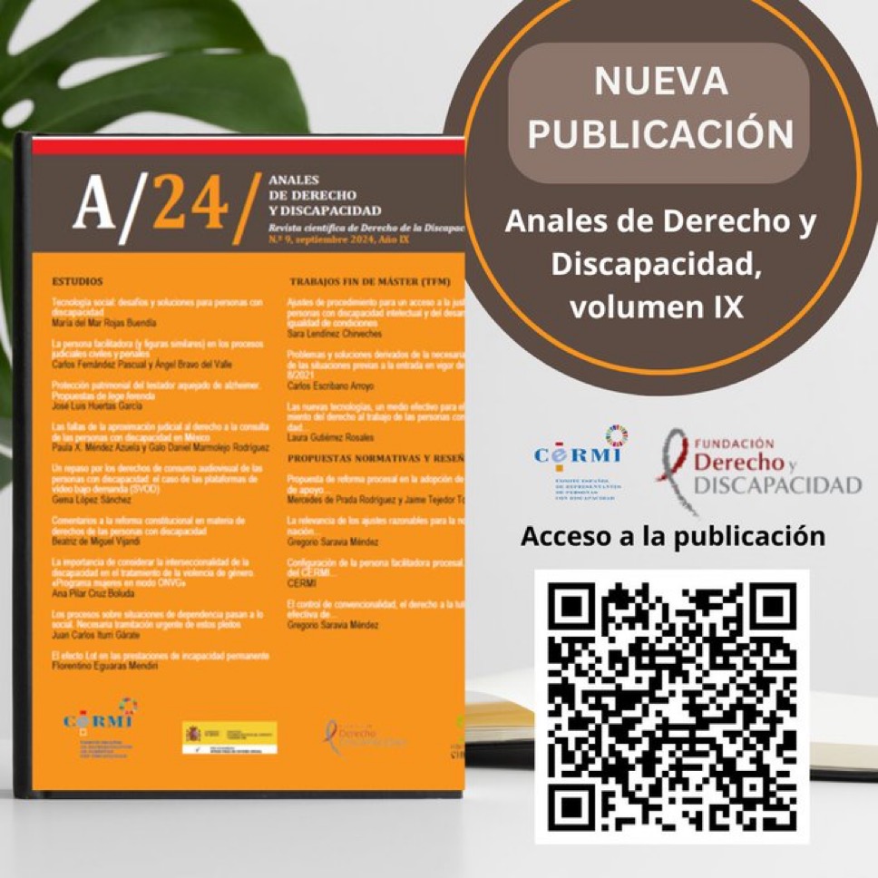 Infografia de la nueva publicación del volumen IX de “Anales de Derecho y Discapacidad”