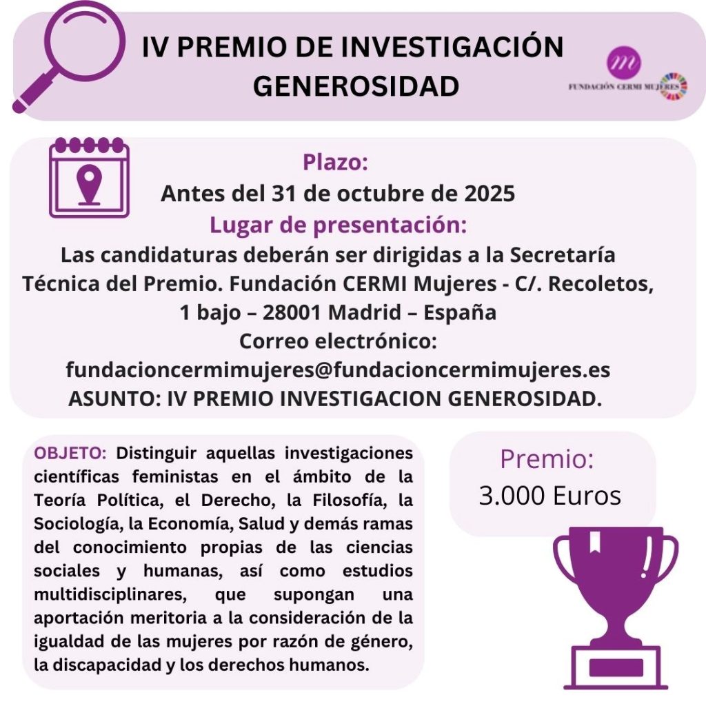 Infografia del IV Premio de Investigación Generosidad