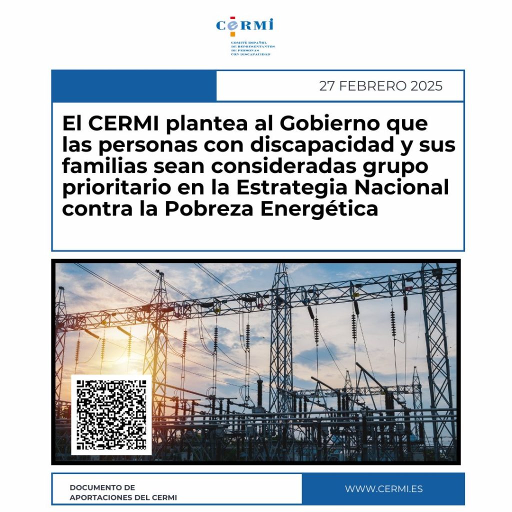 Infografia con enlace al documento de las aportaciones del CERMI mediante código QR